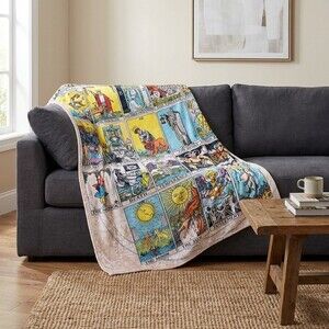 Tarot Card Collage 48 x 60 Inch Fleece Throw Blanket Nwt Excellent Arcane Nice
